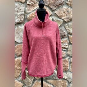 Nike Therma-FIT Cowl Neck Fleece Pullover Hoodie Sweatshirt Mauve Red - XL